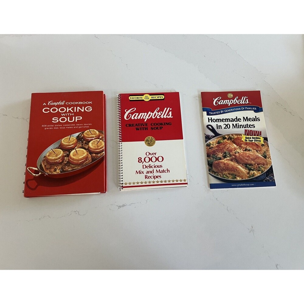Lot Campbell's cookbooks cooking with soup, Homemade meals in 20 min 1960's-00's